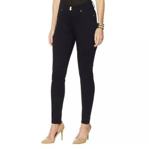 Iman Global Black Jeans Gold Zipper Womens 8 Short